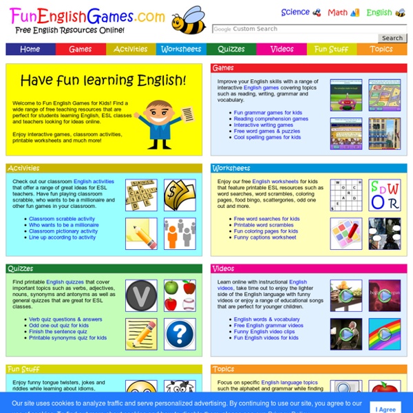 Fun English Games for Kids - Free Teaching Resources Online