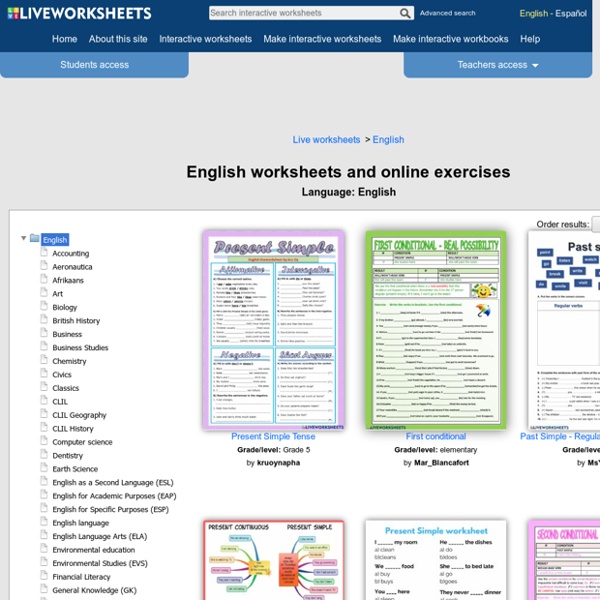 English worksheets and online exercises