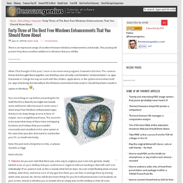 Forty-Three of The Best Free Windows Enhancements That You Should Know About » freewaregenius.com