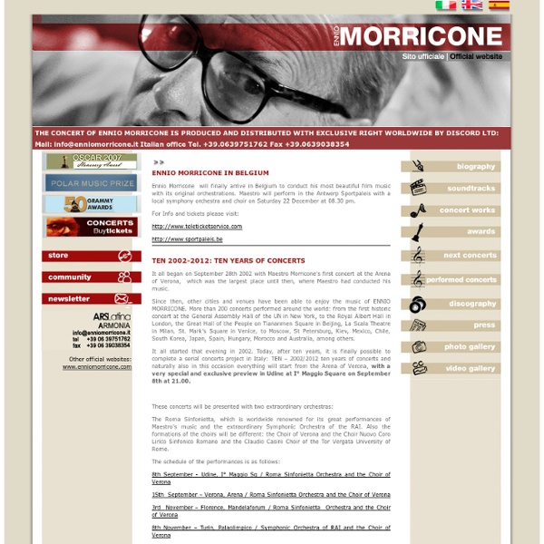 Ennio Morricone - Official Site - News