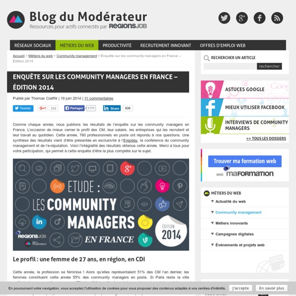 Enquête sur les community managers en France - Édition 2014