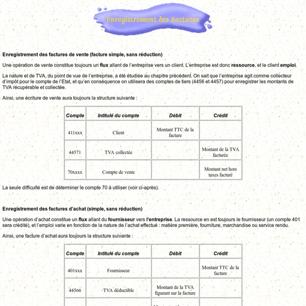 Enregistrement des factures