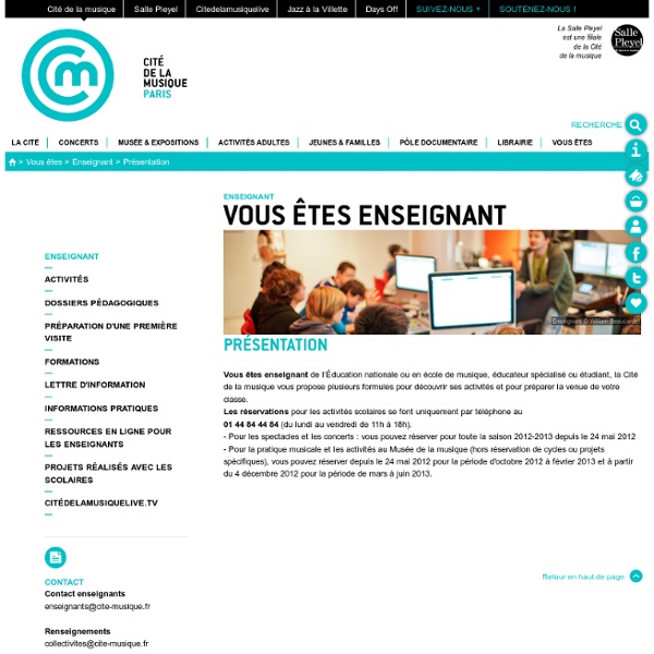 Dossiers pédagogiques - Espace enseignants / scolaire 2009