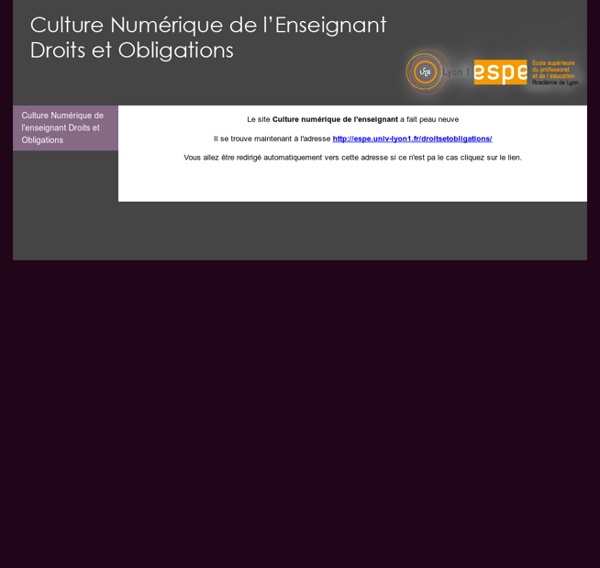 Culture NumÃ©rique de l'enseignant Droits et Obligations