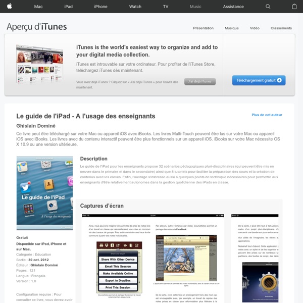 Le guide de l'iPad - A l'usage des enseignants de Ghislain Dominé sur iBooks