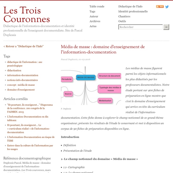 Média de masse : domaine d'enseignement de l'information-documentation