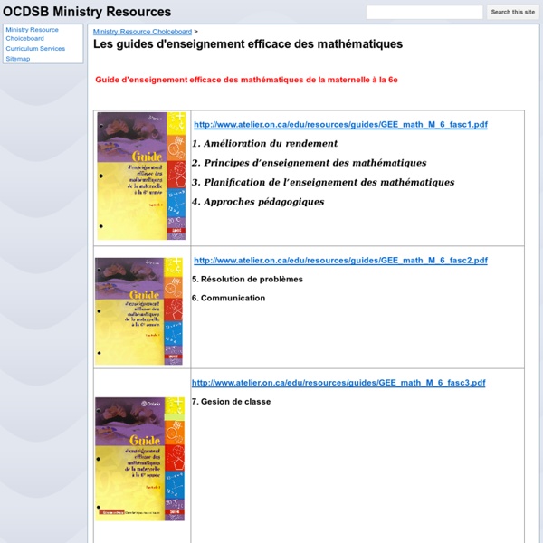 Les guides d'enseignement efficace des mathématiques - OCDSB Ministry Resources