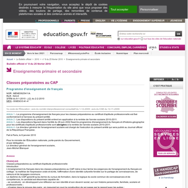Eduscol CAP Français