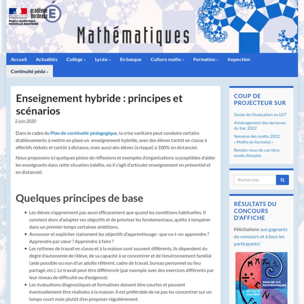 Enseignement hybride : principes et scénarios - Mathématiques - Académie de Bordeaux