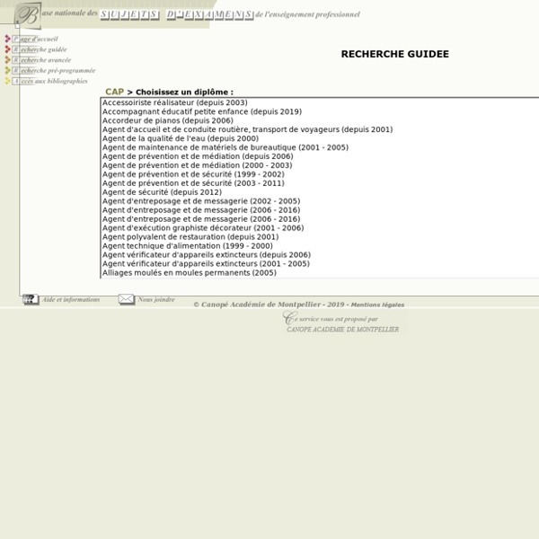 BASE NATIONALE DES SUJETS D'EXAMENS DE L'ENSEIGNEMENT PROFESSIONNEL - Recherche guidée