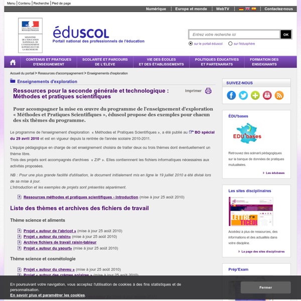 Ressources méthodes et pratiques scientifiques - EduSCOL