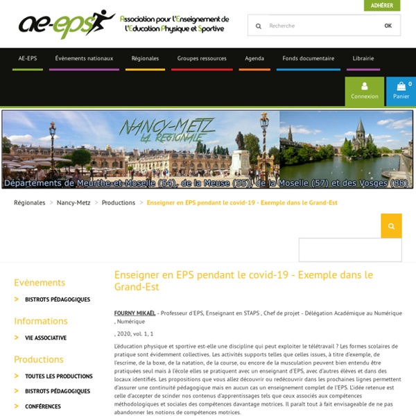 Enseigner en EPS pendant le covid-19 - Exemple dans le Grand-Est