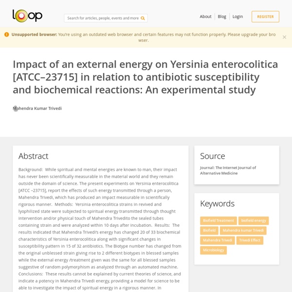 Effect of Spiritual Energy on Yersinia enterocolitica
