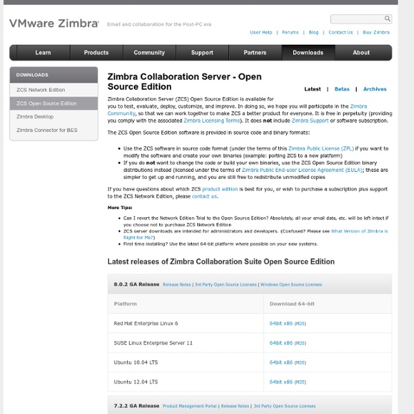 Open Source Edition Downloads: Enterprise Messaging and Collaboration Software by Zimbra