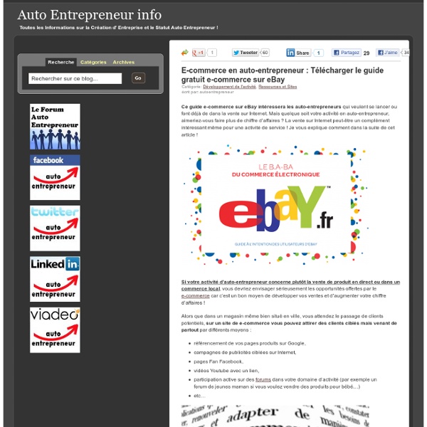 E-commerce en auto-entrepreneur : Télécharger le guide gratuit e-commerce sur eBay