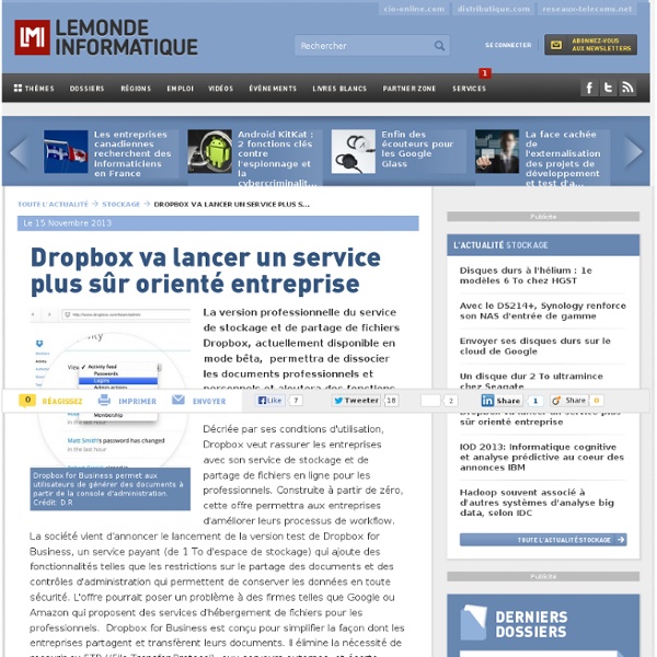 Dropbox va lancer un service plus sûr orienté entreprise
