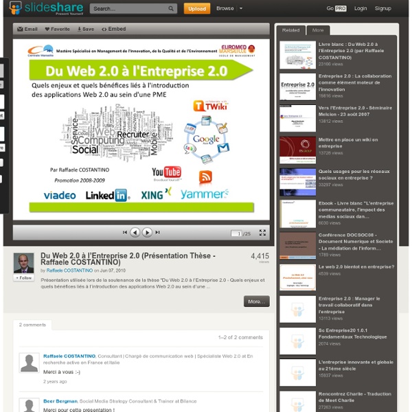 Du Web 2.0 à l’Entreprise 2.0 (Présentation Thèse - Raffaele COSTAN...
