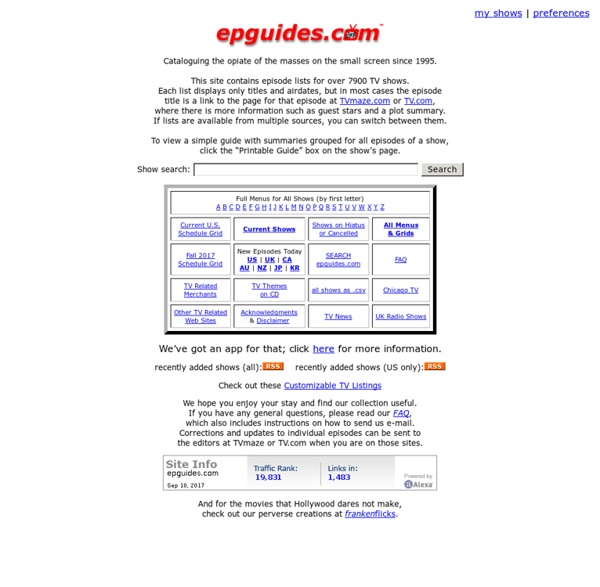 Epguides.com - Main Menu Page