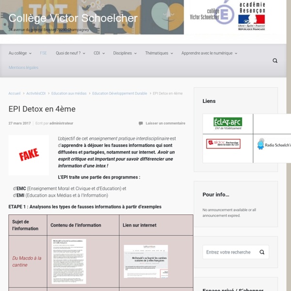 EPI Detox en 4ème – Collège Victor Schoelcher
