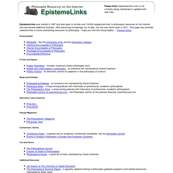 EpistemeLinks: Philosophy Resources on the Internet