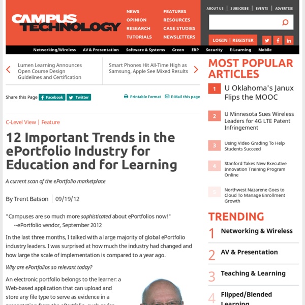 12 Important Trends in the ePortfolio Industry for Education and for Learning