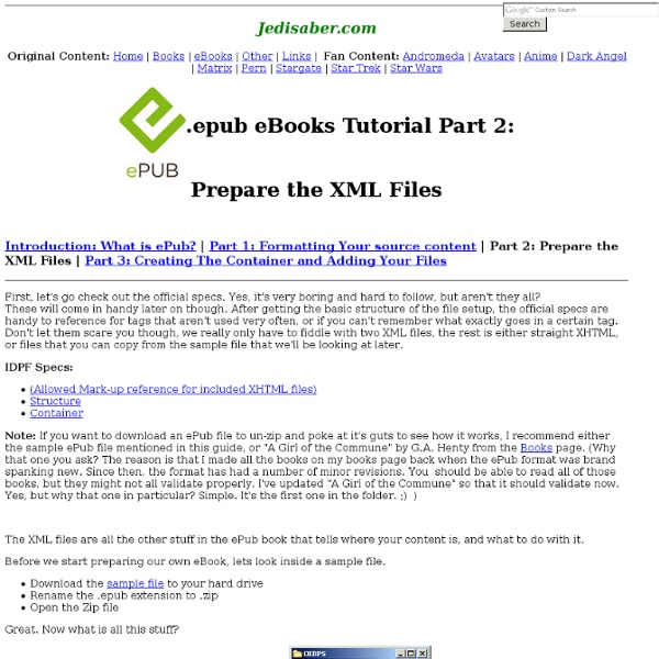 .epub eBooks Tutorial - Part 2: How to Make an ePub eBook by Hand