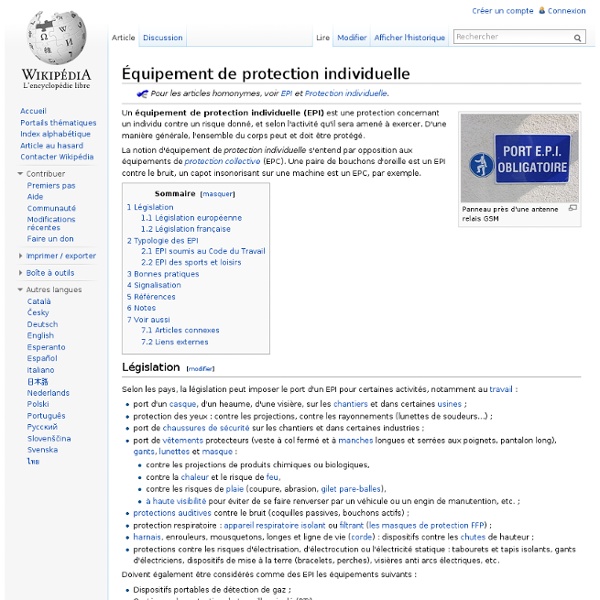 EPI Équipement de protection individuelle