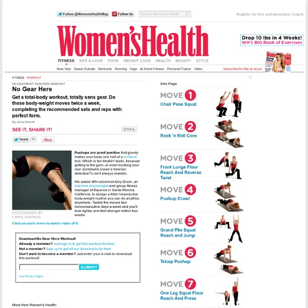 Equipment-Free Workouts for Women: Exercise At Home with No Equipment, at womenshealthmag.com