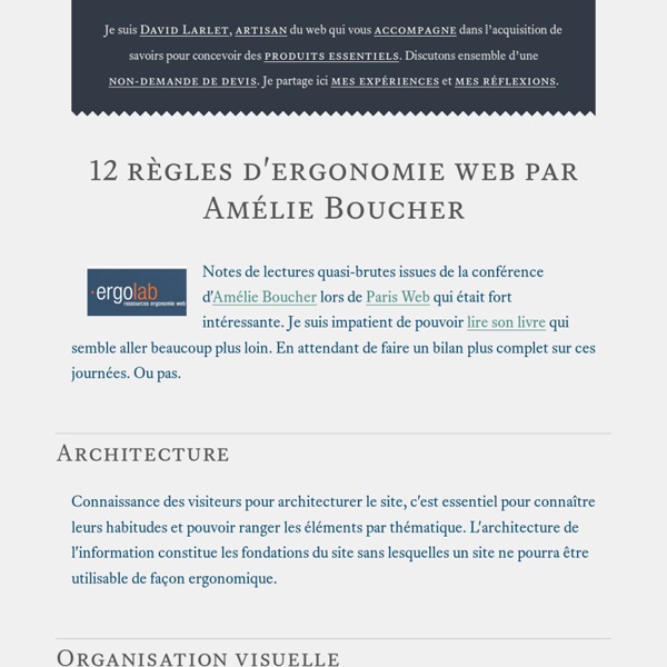 12 règles d'ergonomie web par Amélie Boucher