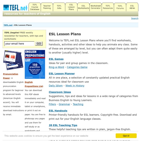 ESL Lesson Plans