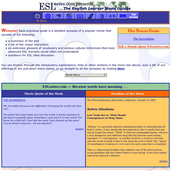 ESLnotes.com - The English Learner Movie Guides