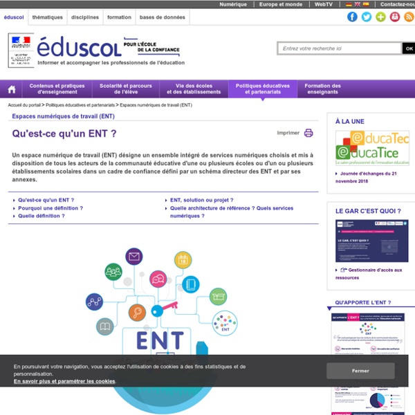 Espaces numériques de travail (ENT) - Qu'est-ce qu'un ENT ?