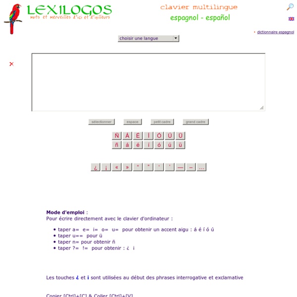 Clavier espagnol en ligne - caractères spéciaux LEXILOGOS