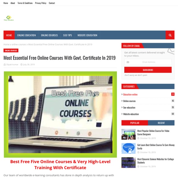 Most Essential Free Online Courses With Govt. Certificate In 2019