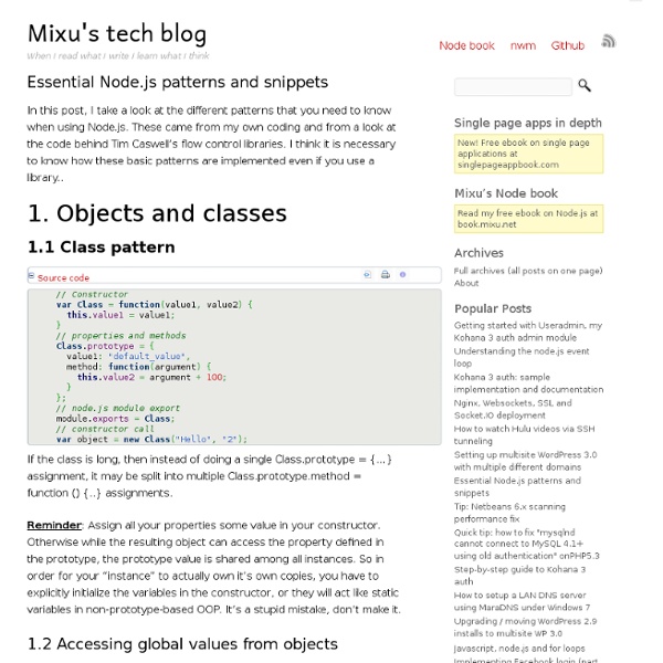 Essential Node.js patterns and snippets