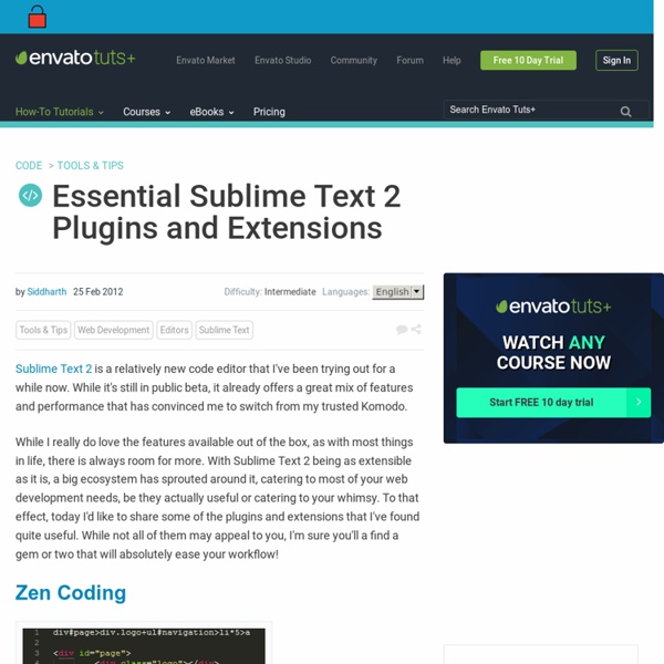 Essential Sublime Text 2 Plugins and Extensions