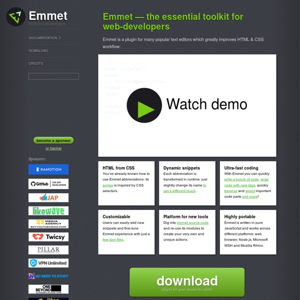 Emmet — the essential toolkit for web-developers