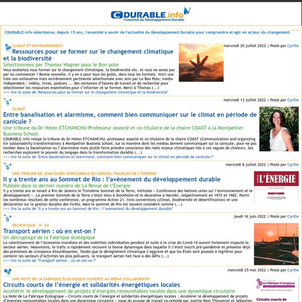 CDURABLE.info l’essentiel du développement durable