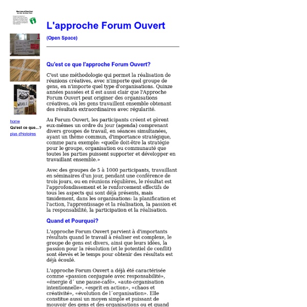 Qu'est ce que l'approche Forum Ouvert?