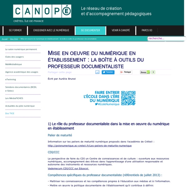Canopé Créteil - Mise en oeuvre du numérique en établissement : la boîte à outils du professeur documentaliste