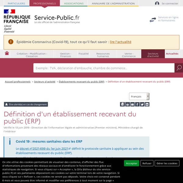 Définition d'un établissement recevant du public (ERP) - professionnels