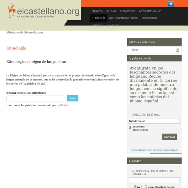 Etimología - Castellano - La Palabra del Día de el-castellano.org - La lengua española