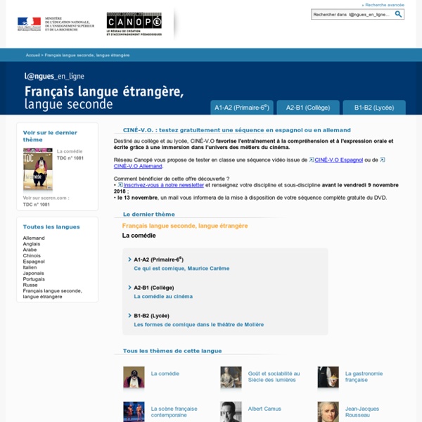 Français langue seconde, langue étrangère - Langues en ligne - Centre National de Documentation Pédagogique