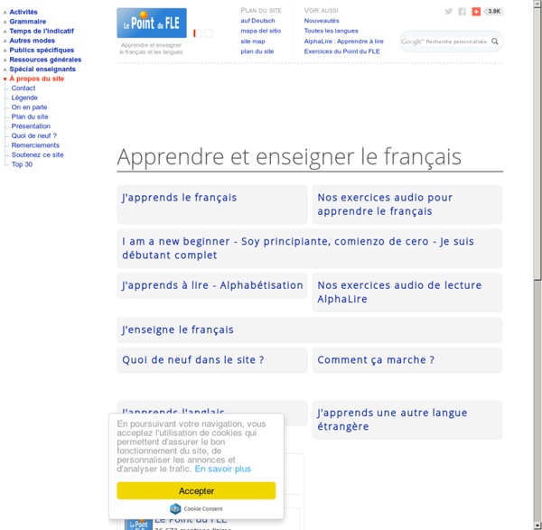 Le Point du FLE - Annuaire du fran?ais langue ?trang?re - Apprendre le fran?ais - Learn French - Aprender franc?s - Franz?sisch lernen