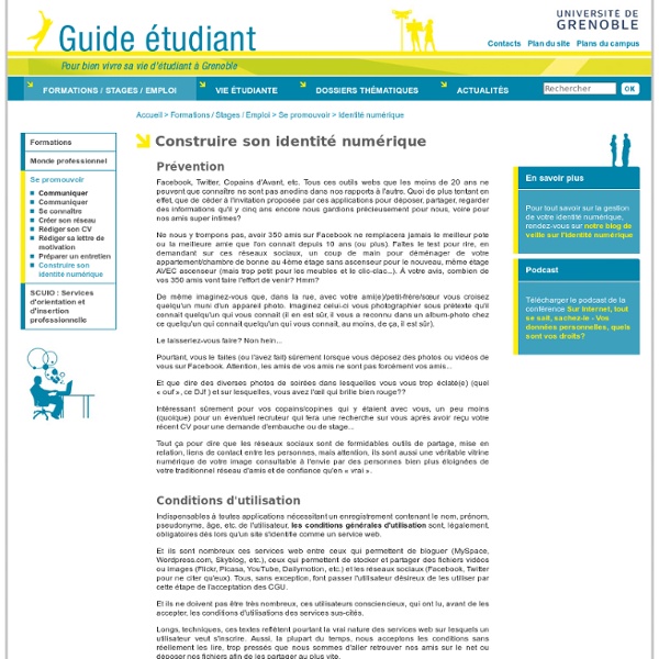 Guide Etudiant Grenoble - Construire son identité numérique