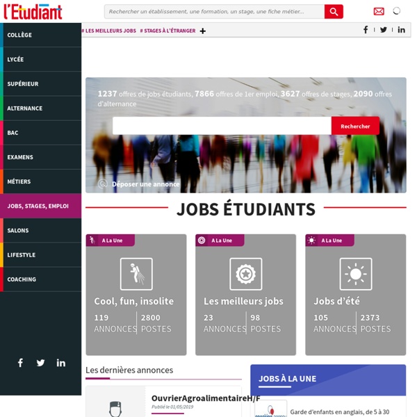 Job étudiant, stages et offre d'emploi en alternance, dépôt d'offre avec L'Etudiant - Letudiant.fr