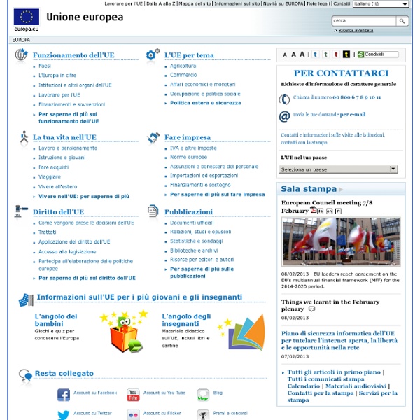 Il sito ufficiale dell'Unione europea