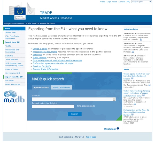 Market Access database Homepage