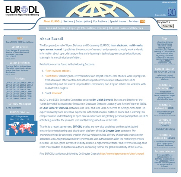 European Journal of Open, Distance and E-Learning