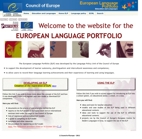 WELCOME TO THE WEBSITE FOR THE EUROPEAN LANGUAGE PORTFOLIO